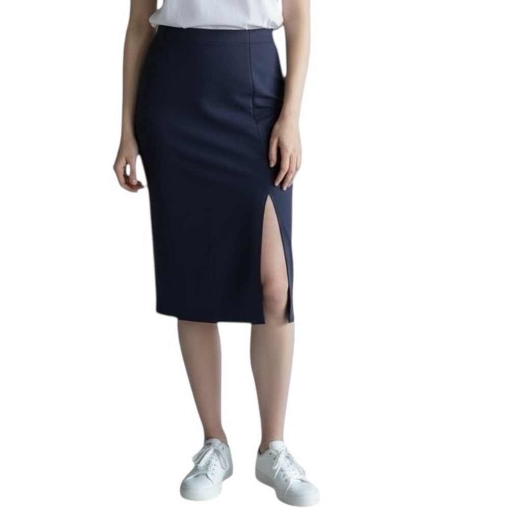 Babaton Date Slit stretch pull on midi skirt in blue size 6 excellent condition